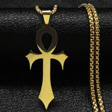 Collar de cruz ankh egipcia para mujeres/hombres, color dorado de acero inoxidable, amuleto, joyería de protección