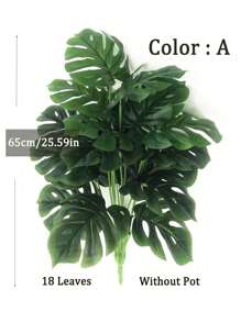 65cm Large Artificial Plants Fake Monstera Tree Plastic Palm Leaves Green Turtle Leafs Floor Tree Branch Without Pot 18 Leaves Tropical Banana Tree For Home Garden Kitchen Party Decor