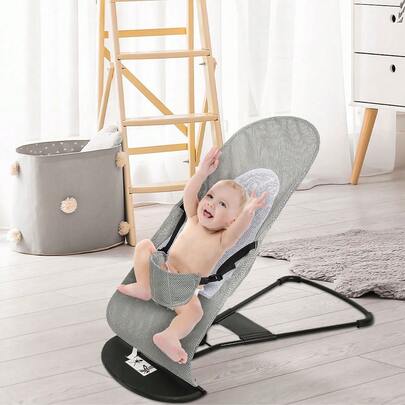Sedia a dondolo per bambini - Reclinabile, 88*40*51,5 cm, sedia basculante in rete per neonati, altezza regolabile, inclinazione avanti e indietro