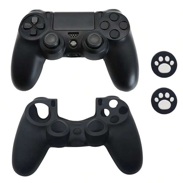 1 Set Of 1 Game Controller Protective Case + 2 Joystick Caps Compatible With PS4 Controller, Anti-Slip Textured Design For Enhanced Gameplay