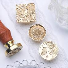 1pc Floral Series Wax Seal Stamp Brass Head, Plant Flower Retro Seal Stamp, Lily/Rose/Lily Of The Valley/Strawberry/Tulip Pattern, Embossed Solid Brass Stamp Head, Suitable For Decorating Envelopes, Party Invitations, Wine Packaging, Snail Mail, Christmas Gifts,Back To School,School Supplies - Multiple Sizes - View 6