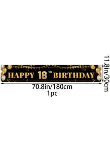 1pc Black Gold Balloon Pattern Happy 18th 30th 40th 50th 60th Birthday Banner, 18th Birthday Party Background Decoration Supplies, 30th Birthday Party Favor, 40th Birthday Decor Birthday Backdrop, 50th Birthday Gift, 60th Birthday Home Decor Room Decor Birthday Background Cloth, Indoor Outdoor Fence Banner