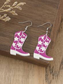 1 Pair Acrylic Bohemian Cowgirl Cow Print Fashionable Personalized Earrings For Women, Suitable For Daily Wear