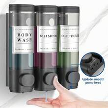 New Shampoo And Conditioner Dispenser Shower Dispenser Body Wash Wall Mounted Shampoo Dispenser For Shower Wall No Drill For Bathroom Hotel 3 Chamber X 300ml Black  Waterproof Labels - Black 3 - View 3