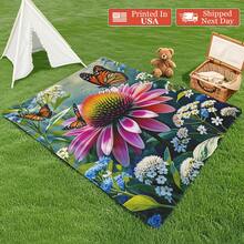 Pink Floral Decorative Outdoor Picnic Blanket Outdoor Throw Blanket A Stunning Piece For Home Or Outdoor Use A Thoughtful Gift For Nature Enthusiasts And A Versatile Companion For Gatherings Relaxation And Artistic Inspired Moments Everywhere - Multicolor - View 1