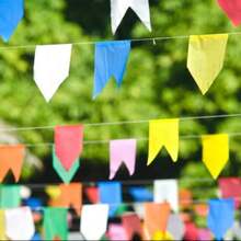 Kit Of 100 June Party Flags 20x15 With 40 Meters Of Colorful Plastic Pennants - 彩色 - 查看 3