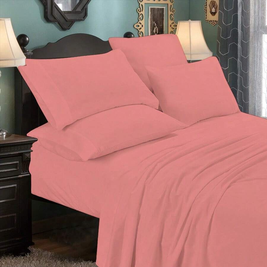6-Piece Luxurious Super-Soft Bedsheet Set With Deep Pockets -  Friendly, Breathable, Wrinkle Free, Machine Washable - 淺粉紅色 - 查看 1