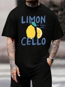 Camiseta gráfica de limoncello para mujer - Top informal de verano La Dolce Vita, moda, camiseta con estampado de limón, bonito atuendo de vacaciones, camiseta de limón más vendida - Negro - Ver 1