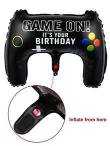 32件/33件遊戲派對用品，遊戲生日套裝，包含遊戲控制器裝飾、0-15數字氣球、爆炸星，適用於生日派對、遊戲主題派對、拍照道具，L升級版！生日派對裝飾 - 彩色 - 查看 10
