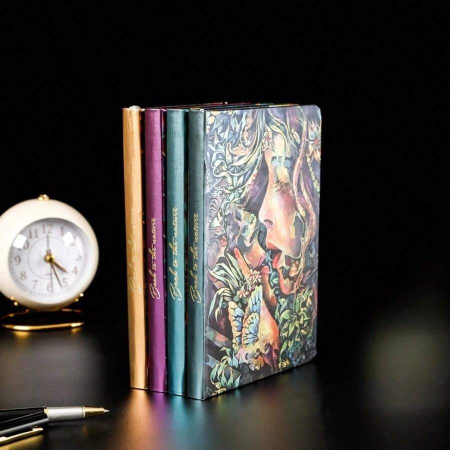 A5/96 张创意油画高品质笔记本，硬封面，Ins 风格精装办公备忘录本，学校用品，返校