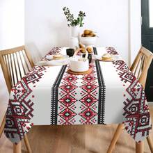 1pc Boho Style Tablecloth - Traditional Retro Pattern, Durable Polyester Fabric, Great For Home, Kitchen, Dining Room, Party & Holiday - Indoor/Outdoor Use