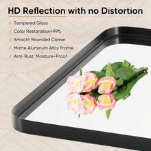 DUMOS Black Metal Framed Vanity Rounded Rectangle Bathroom Mirrors Over Sink Wall, 36x24 Inch Large Matte Mirror, Modern Decorative Restroom, Farmhouse, Horizontally Or Vertically Hanging - 黑色/長方形 - 查看 3