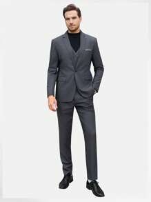 CLOUDSTYLE Hombres con diseño de solapa Blazer & Chaleco & Pantalones de traje