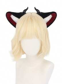 Plush Devil Headband With Horns, Halloween Prop, Dark Series Of Simulated Animal Ears, Handmade Ear Headwear - Đen và đỏ - Xem 3