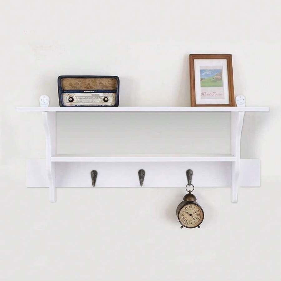 Floating Shelf Wall Shelf Shelf Hook Shelf Key Organizer Wall Mounted Wall Shelf Wall Shelf Floating Shelf Home Decor White - White - View 1