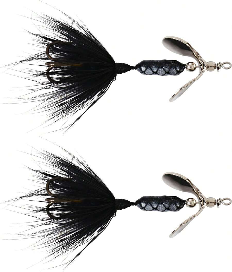 Señuelo giratorio tipo "Rooster Tail" de Yakima Bait - Negro - Ver 1