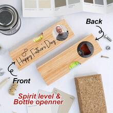 Customizable Photo Printed Wooden Beer Bottle Opener And Level Set - Ideal Father's Day, Thanksgiving Gift For Dad, Unique Wedding Gift Idea - Perfect For Parties, Special Occasions, And Thanksgiving - Multicolor - View 6