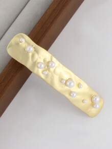 1 Stück elegante metallische Perlen Haarspange, Federklammer, modisches Frauenhaarzubehör, vielseitige Spange für den Pferdeschwanz, Geschenk zum Muttertag, Abitur, Erntedank, Weihnachten