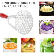 Heavy Duty Stainless Steel Potato Masher, Professional Integrated Masher Kitchen Tool & Food Masher/Potato Smasher With Silicone Handle, Perfect For Bean, Vegetable, Fruits, Avocado, Meat - 紅色 - 查看 6