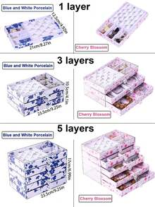 1pc Caixa de joias de flanela acrílica de três camadas, organizador de joias tipo gaveta, caixa de armazenamento de joias de colar, brincos e anéis, presente para mulheres e meninas