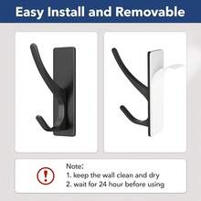 New Self Adhive Coat Hooks For Hanging: Heavy Duty Stainls Wall Hook For Towel, Backpack, Hat, Sturdy Metal Hanger, 6-Pack, Matt Black - 黑色 6 件裝 - 查看 3
