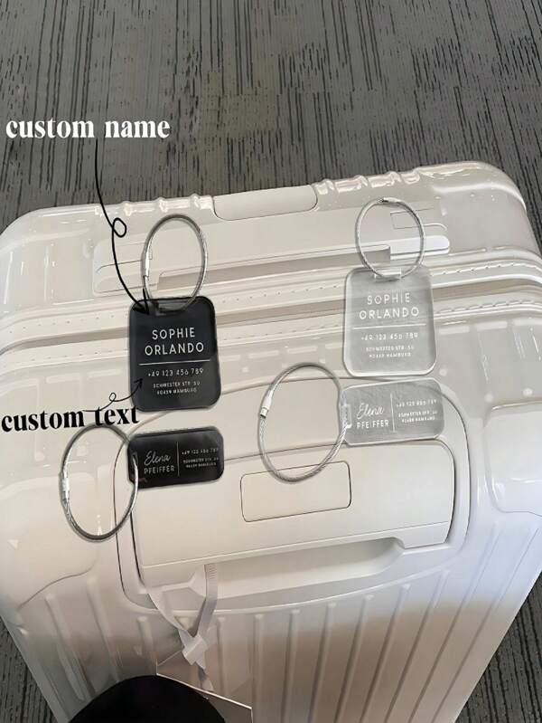 Personalized Acrylic Mini Luggage Tag, Customized Engraved Travel Gift