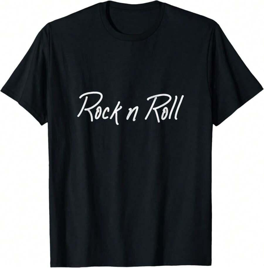 Rock N Roll Guitar Vintage Musician Performance Stage Wear T-Shirt}TR Gifts For Boyfriend - Black - View 1