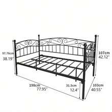 Metal Daybed Frame Multifunctional Mattress Foundation/Bed Sofa With Headboard, Twin, Black-3826 - Multicolor - View 3