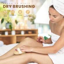 Cepillo de baño de haya para cepillado en seco, cepillo corporal con cerdas suaves que exfolia la piel seca natural, cepillo corporal para una piel perfecta y reducción de la celulitis