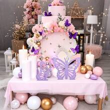 2 piezas Decoración de mariposa de silueta de alas, decoración de fondo, para fiesta de cumpleaños, fiesta de bebé, fiesta de boda - Multicolor - Ver 5