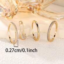 1 chiếc nhẫn nhiều lớp sang trọng đính đá Zirconia lấp lánh, chọn màu sắc yêu thích để phối cùng trang phục hàng ngày và phụ kiện dự tiệc. - Vàng ba màu + Zirconium trắng - Xem 4