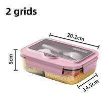 1pc 1400ml Adult Bento Box, PP Material, Plastic, With Utensils And Leak-Proof Lid, 3-Compartment Lunch Container School Supplies, Back To School, Fixed Inner Compartments, Reusable And Microwave Plastic Lunch Box, Suitable For Office Workers, Students, Office, School, Party, Outdoor, Camping, Picnic, Snacks - Multicolor - View 10