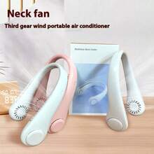 1pc USB Rechargeable Neckband Fan, Outdoor Portable Quiet Neck Hanging Fan With 3 Speed Gear, Gift Package, Outdoor Sports Halter Fan, Extra-Long Endurance Mini USB Fan, Outdoor Cycling Camping USB Rechargeable Mini Fan