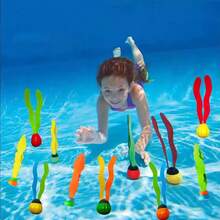 游泳池玩具夏季潜水玩具水下潜水玩草玩具游泳憋气锻炼工具泳池潜水圈玩具夏季潜水池下沉圈套装 - 彩色 - 查看 4