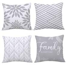 4pcs Simple Gray Line Geometric Pattern Pillow Case Set, Single-Sided Printed Peach Velvet Material, 45*45/50*50/40*40CM Cushion Cover Suitable For Modern Minimalist Sofa Living Room Decor, Gift, Party Decoration - Multicolor - View 4
