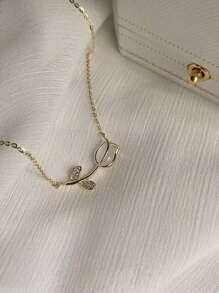 Collier tulipe en pierre d''œil de chat - Élégant et délicat collier ras-de-cou de style français, nouvelle collection Printemps/Été 2025