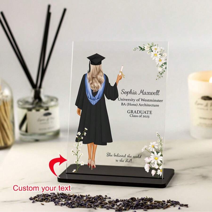1pc Custom Acrylic Frame,Custom Text Graduation Plaque ,Personalised Acrylic Graduation Plaque,Personalised Graduation Gift, Graduation Plaque, Graduation Gift For Her/Him