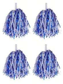 2 件带棍柄的啦啦队绒球，金属箔绒球 20 克，适合团队精神运动、派对、舞蹈、欢呼