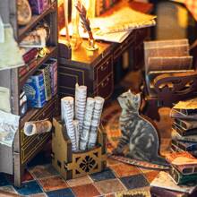 Kit de décoration de modèle d'étagère de bibliothèque inspirée, artisanat miniature en bois à assembler soi-même, idéal pour Pâques, Halloween, cadeau d'anniversaire