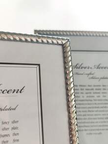 1pc 5", 6", 7", 8", 10" A4 Gold/Silver Stainless Steel Braided Pattern Photo Frame Easel, Random Picture Included - Multicolor - View 10