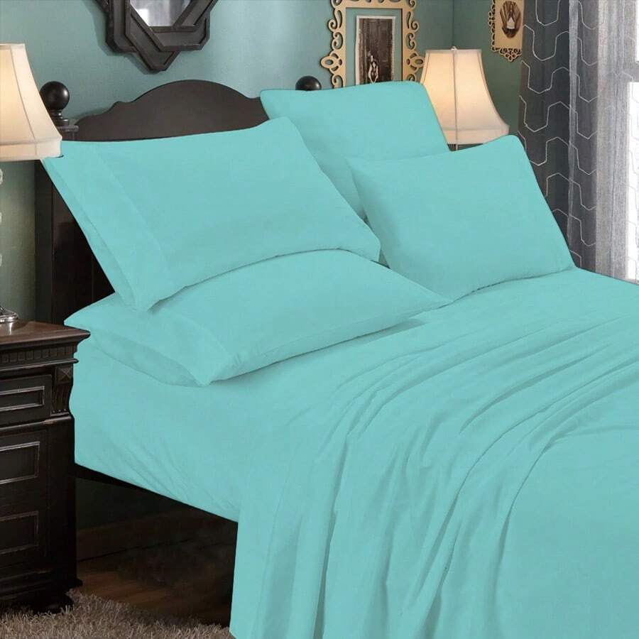 6-Piece Luxurious Super-Soft Bedsheet Set With Deep Pockets - Friendly, Breathable, Wrinkle Free, Machine Washable - Sky Blue - View 1