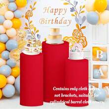 3pcs Dessert Bucket Cylinder Pedestal Stand Set, Flexible Cylinder Pedestal Stand For Party, Wedding Or Birthday Decoration, Autumn Decoration (Cylinder Tablecloth Only Included) - Multicolor - View 14