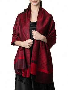 FADZOYLE 1 件女士海滩配饰条纹佩斯利提花双色围巾冬季秋季保暖羊绒披肩海滩罩衫纱笼羊绒触感柔软丝滑围巾流苏日常生活晚礼服旅游办公室婚礼和礼物 - 圍巾 - 查看 20