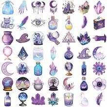 50pcs Witch Theme Transparent Stickers, Cute Cartoon Magic Stickers, Purple PET Waterproof Stickers Suitable For Envelopes, Water Bottles, Computers, Laptops, Phones, Luggage, Notebooks, Refrigerators, Etc. - Multicolor - View 5