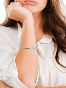 New Design Heart-Shaped Diamond Snake Bone Bracelet, Suitable For Original 925 Silver DIY Bracelet, Fashionable And Exquisite Jewelry For Women's Birthday Wedding