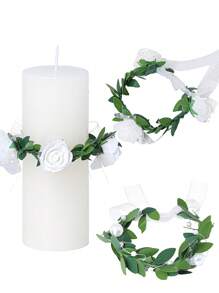 1 pieza Guardagotas de vela de comunión, anillos de vela Pequeñas coronas artificiales Guardagotas para velas, coronas decorativas de 4-5 cm de diámetro Coronas de vela decorativas para comunión, y bodas, anillos de vela coronas