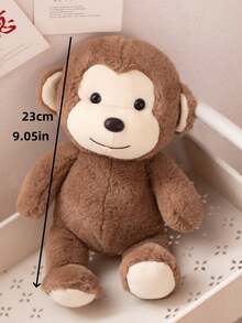1个23厘米/9.05英寸新款可爱猴子毛绒玩具，猴子填充动物，绵羊毛绒玩具，适合作为女孩生日礼物、猴子毛绒抱枕或儿童节礼物 - 棕色 - 查看 11