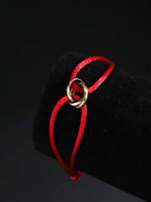 1 pièce Bracelet tressé chanceux en cercle tricolore en acier inoxydable branché pour femmes, convient pour la décoration quotidienne