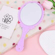 1 pieza Espejo de mano redondo de color metálico elegante, tamaño grande de 9.8 pulgadas * 4.5 pulgadas, espejo de vanidad para mujer, espejo de maquillaje ligero, adecuado para uso doméstico, maquillaje, barato, decoración de habitación, tocador, viaje, dormitorio, accesorios de maquillaje, espejo, espejo de vanidad, mini espejo, espejo compacto, espejo pequeño, espejo de mano