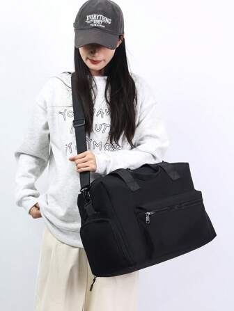 1pc Women's Fashion Travel Bag/Gym Bag With Wet & Dry Compartments, Separate Shoe Compartment, Fits Luggage Trolley Bag For School School Accessories School Stuff